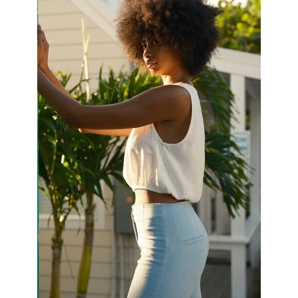 Mollusk Polly Top – White – Size M – Relaxed Elastic-Waist Summer Top - Picture 1 of 8